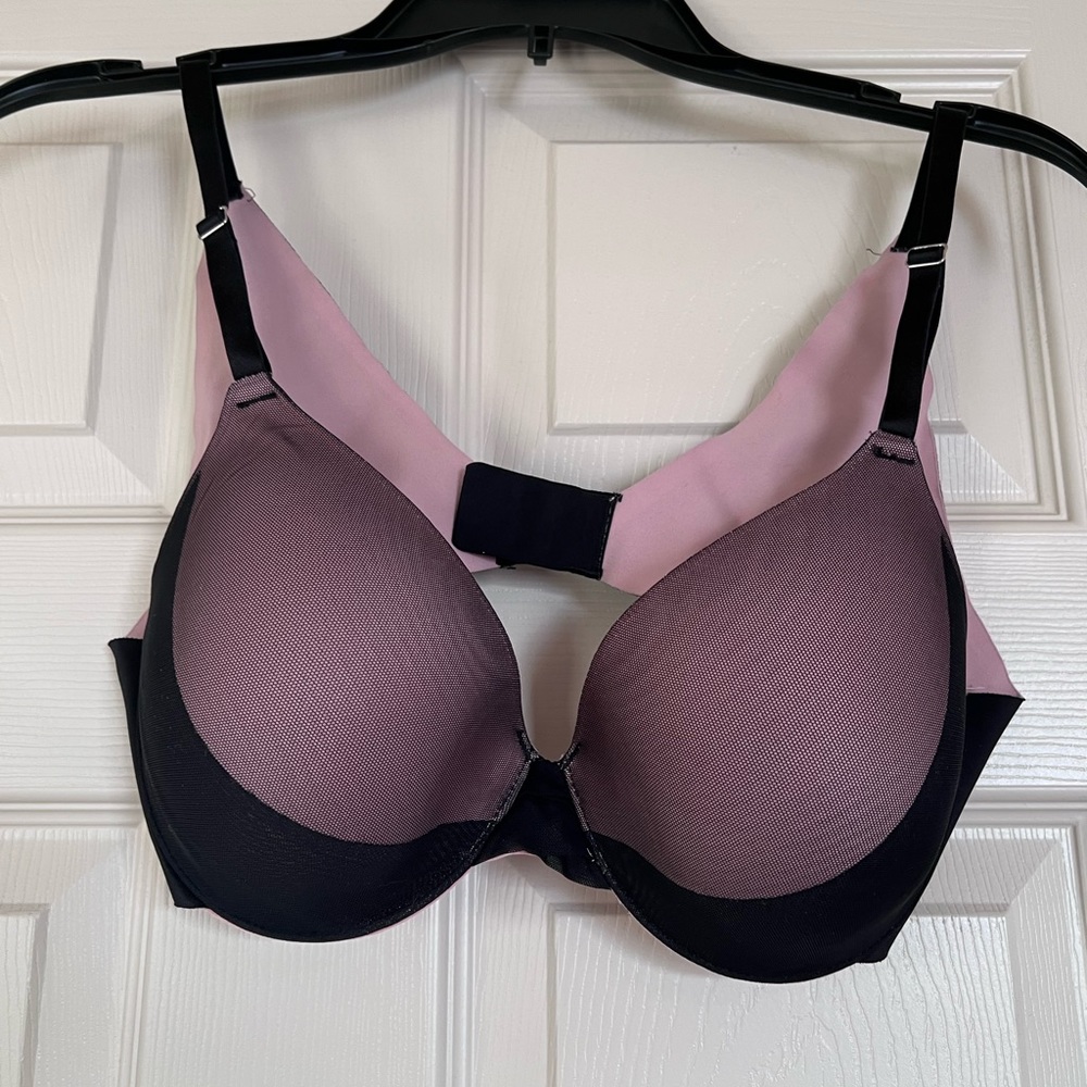 Soma Pink and Black Mesh Full Coverage Vanishing Back 36 C Bra